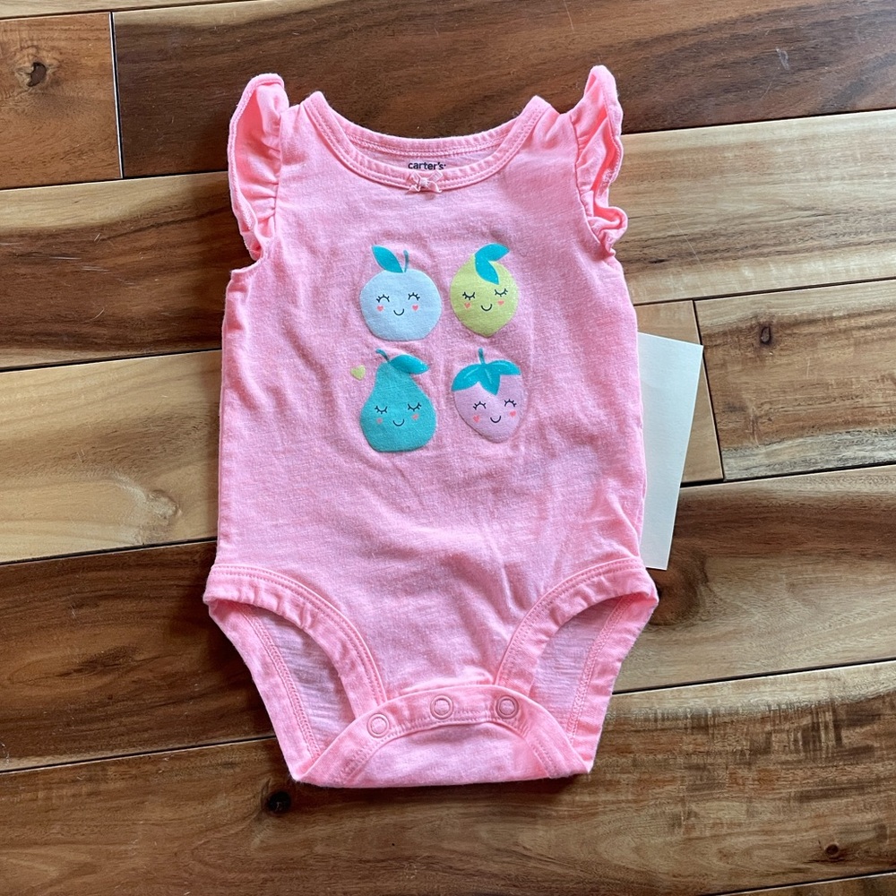 Pink Baby Onesie with Fruit Design